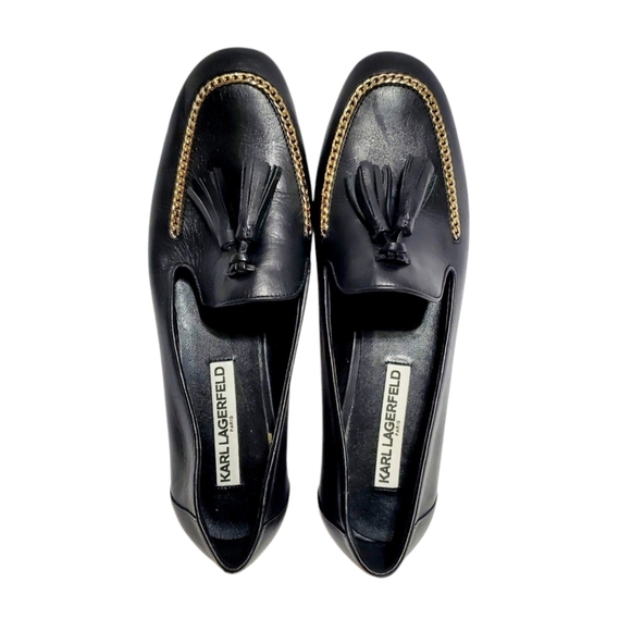 Karl Lagerfeld Authentic Black Leather Loafers Size 8M - Picture 4 of 15